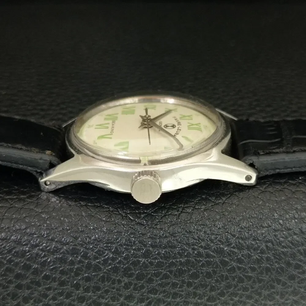 Vintage 1978 Favre Leuba Manual Mens Silver Watch W/Leather Strap